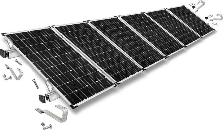 Produktbild Offgridtec Befestigungskit mit Biberschwanz Dachhaken für Schrägdachmontage 6 Solarpanels Rahmenhöhe 40mm