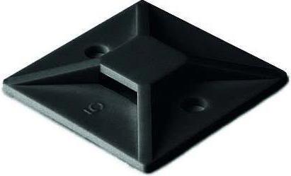 Actual product image HellermannTyton Black s/adhesive c/tie base, 28x28mm (Fixing loops, 28 mm, 100 pcs.)