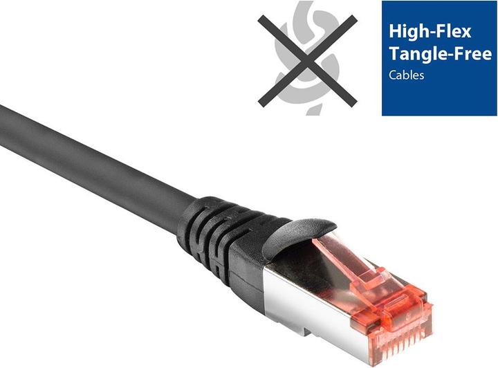Immagine prodotto Cavo patch nero da 2 metri CAT6A U/FTP in PVC ad alta flessibilità senza grovigli con connettori (U/FTP, CAT6a, 2 m)