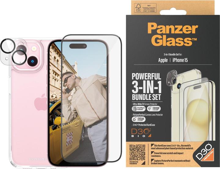 Actual product image PanzerGlass 3-in-1 pack (1 Piece, Apple iPhone 15)