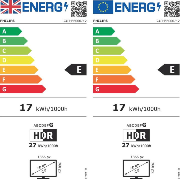 Label énergétique Philips 24PHS6000/12 (24", PHS6000, LED, HD)