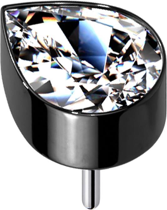 Actual product image Star Piercing Threadless black with drop crystal silver (Titanium G23, without brass)