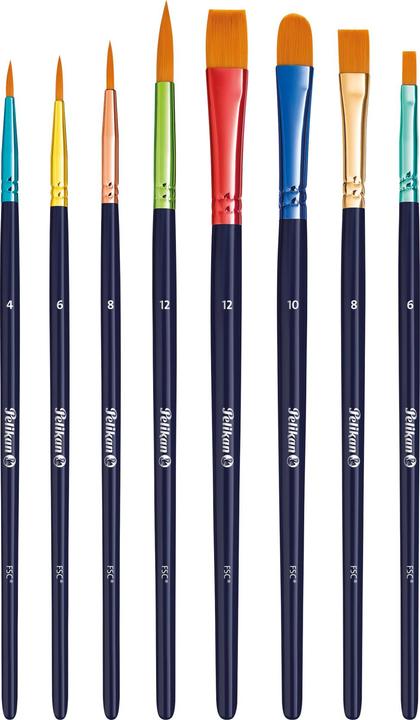 Actual product image Pelikan Brush set with 8 synthetic brushes, number of brushes: 8 pieces