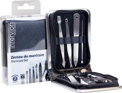 Markenlos INTER-VION SET Black Leather zestaw do manicure obcinacz + cążki + pilniczek + pęseta + nożyczki +