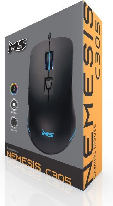Actual product image MS Industrial Wired gaming mouse Nemesis C305 3200 DPI 6P RGB LED black (Cable)