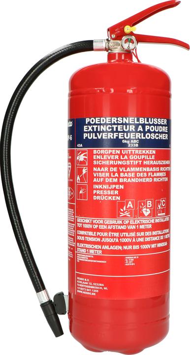 Alecto BP-6 Brandblusser - Poederblusser 6 kilogram - Classe de feu ABC - Inclusief Ophangbeugel