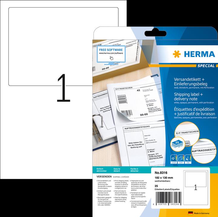 Actual product image HERMA Shipping labels with proof of posting