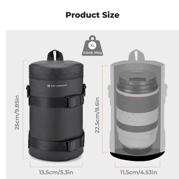 Actual product image K&F Concept Camera Lens Pouch XL Size (Lens bag)