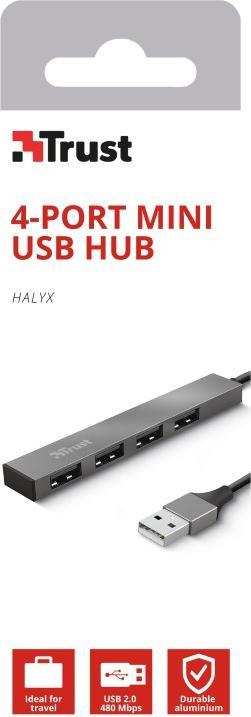 Produktbild Trust I/O-HUB MINI-USB 4PORT/23786 (USB-A, 4 Ports)