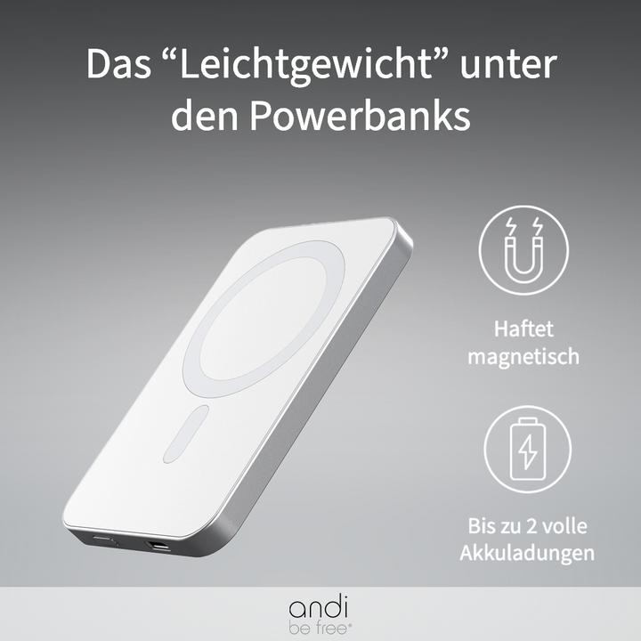 Immagine prodotto Andi be free MagPowerbank 5000 mAh - powerbank magnetico (5000 mAh, 15 W, 18.50 Wh)