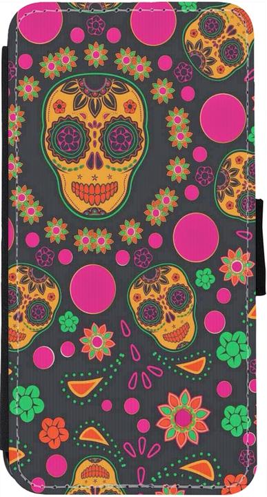 Actual product image PhoneLook Coque Wallet noir Halloween 22 colourful mexican skulls (Apple iPhone 12 Pro Max)