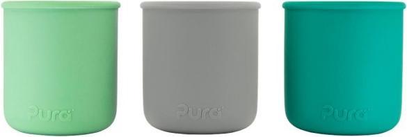 Image du produit Pura My-My Gobelet en silicone, Lot de 3 - menthe, vert & gris