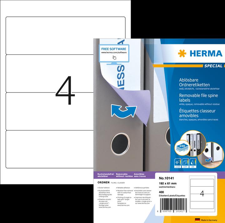 Actual product image HERMA Removable A4 file labels