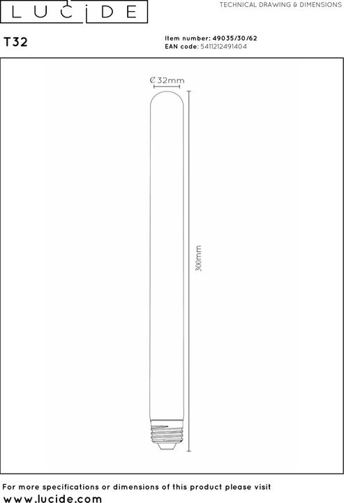 Actual product image Lucide E27 (E27, 5 W, 380 lm, 1 x, G)