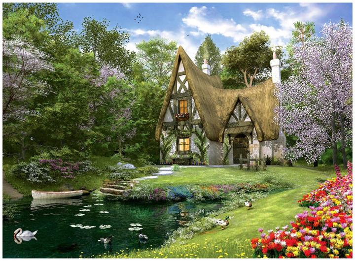 Actual product image Anatolian 4900 puzzle 3000 pcs. The lake house in the spring (3000 pieces)