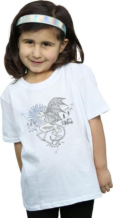Actual product image Girls Thestral Line Art Cotton T-Shirt (140, 146)