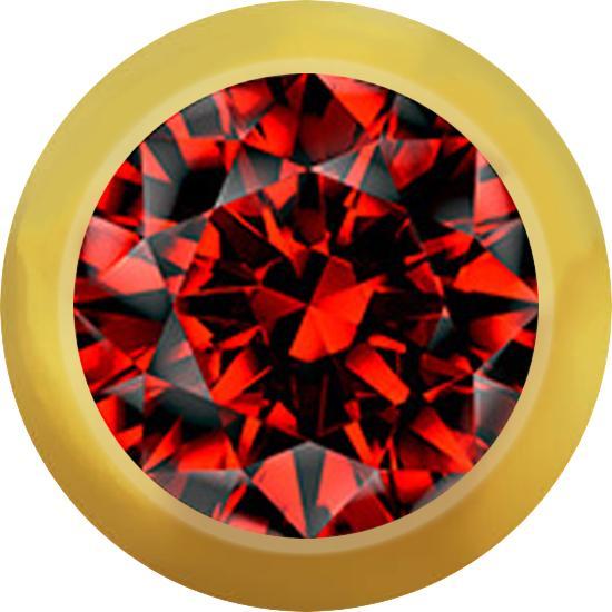 Produktbild Star Piercing Micro Kugel vergoldet mit Kristall rot (Chirurgenstahl 316L, ohne Messing)