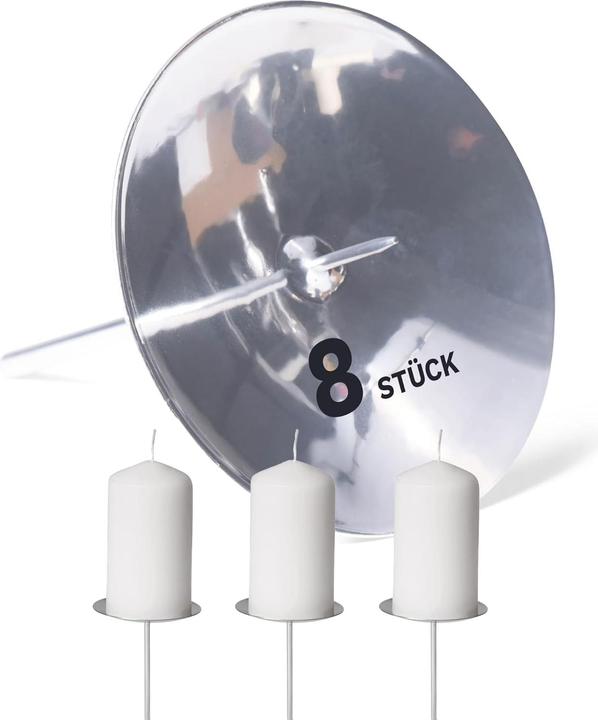 Actual product image Novaliv 8x Candle Holder Pillar Candle Advent Wreath 7,5cm SILVER Advent Wreath Advent Candle Holder