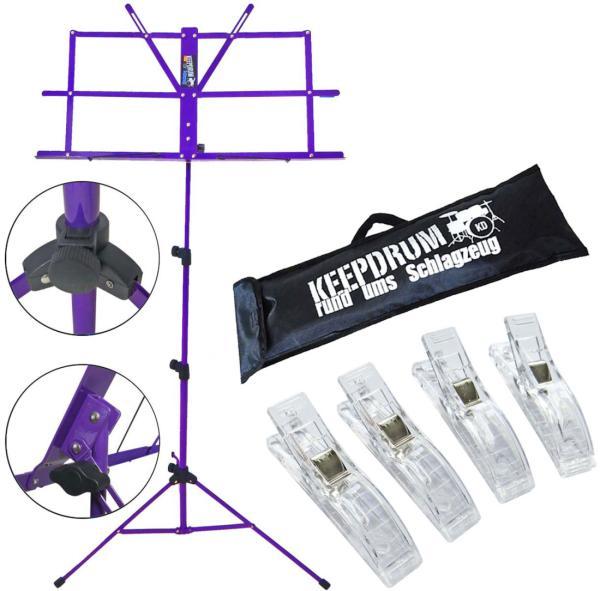 Actual product image keepdrum MUS2FL Music Stand Purple with 4 Clamps