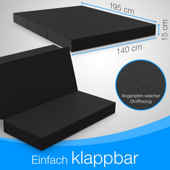 Produktbild Bestschlaf Klappmatratze, 3-teilige Faltmatratze, Reisebett, Gästematratze (140 x 195 cm, Schaumstoffkern)