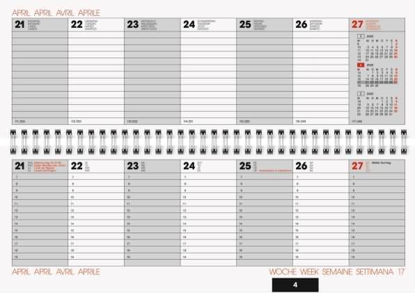 Immagine prodotto Calendario paesaggio 772 29,7x10,5cm copertina in cartone rosso 2025 (297 x 105 mm, Francese, Italiano, Inglese, Tedesco)