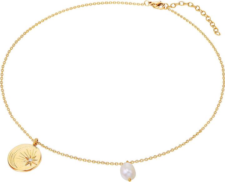 Immagine prodotto Valero Pearls Donna Acciaio inossidabile Preciosa Perla d'acqua dolce coltivata Oro giallo 40,0 cm Catena base + (Acciaio inossidabile, 40 - 45 cm)