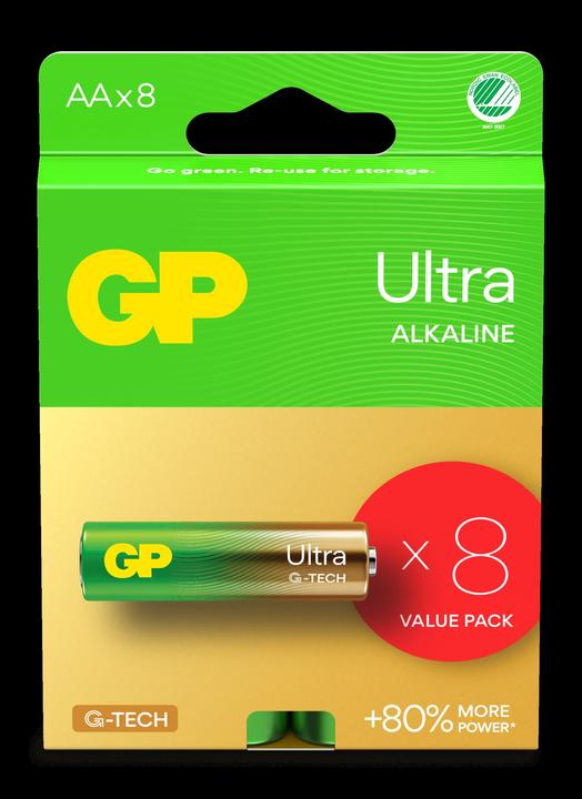 Immagine prodotto GP Batteries GP - Batteria alcalina Ultra, formato AA, 15AU/LR6, 1,5V, confezione da 8 pezzi (8 pz., AA)
