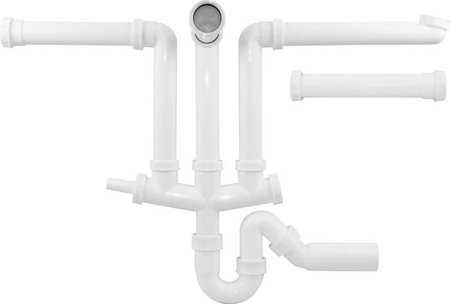 Blanco Basin connection with siphon 2x 3 1/2" 1x 1 1/2" 225089 (Tube siphon, 1 1/2“)