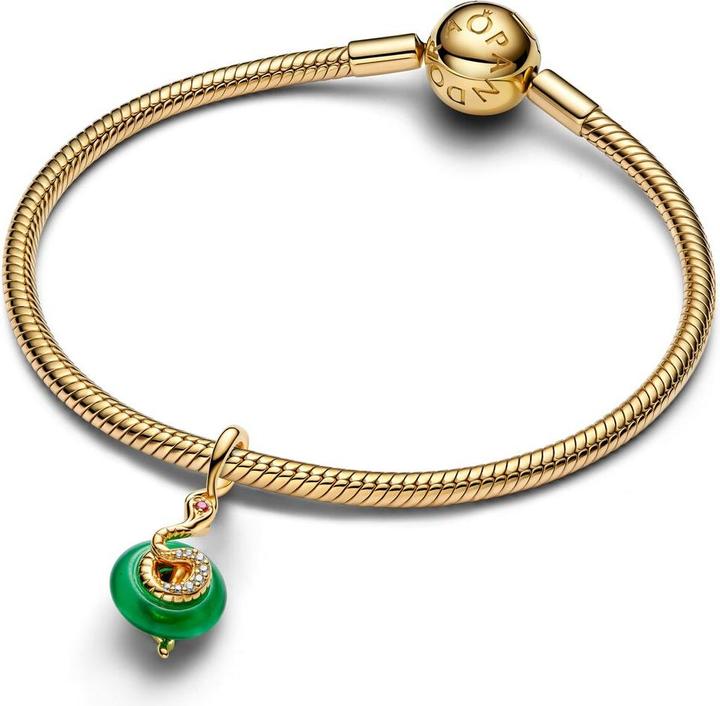Produktbild Pandora Snake Green Murano Glass Dangle Charm (Vergoldet, Metall, Glas)