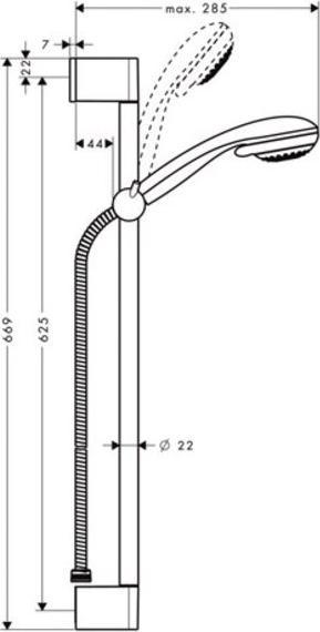 Actual product image hansgrohe HG Shower set CROMETTA 85 MULTI Shower rail Unica'Crometta 650mm chrome