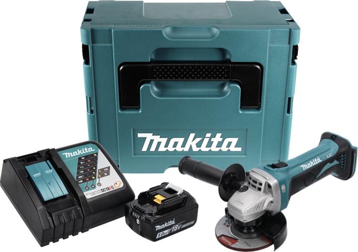 Produktbild Makita DGA 452 RT1J Akku Winkelschleifer 18 V 115 mm + 1x Akku 5,0 Ah + Ladegerät + Makpac (115 mm)