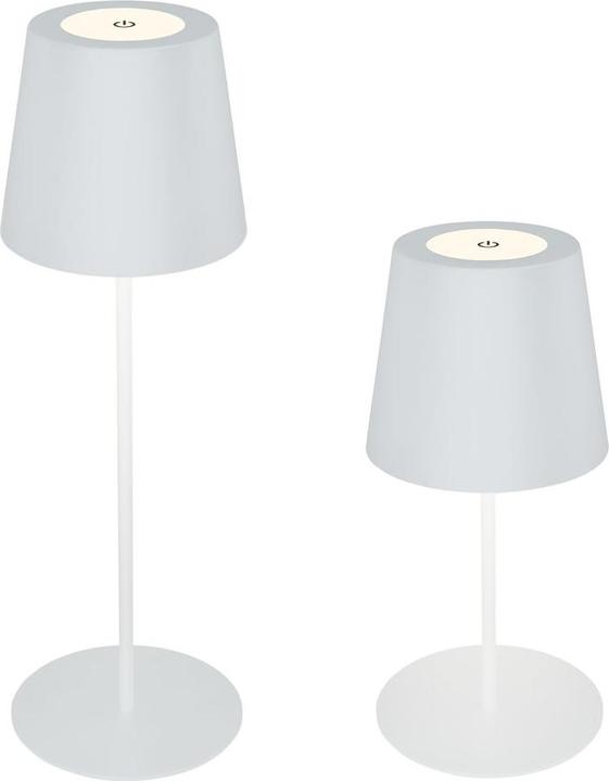 B.K.Licht Lampe de table LED rechargeable, IP44, 2,5W, blanc