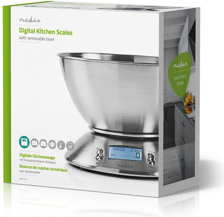 Actual product image Nedis Digital Kitchen Scale - Illuminated LCD - Temperature Sensor - Alarm Timer - Removable Sc