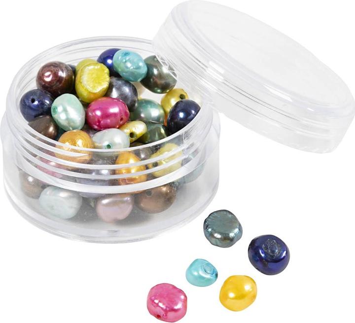 Produktbild Creative - Süsswasserperlen, D 5-6 mm, Lochgrösse 0,5 mm, Perlmuttfarben, 60Stk/ 1 Pck - ()