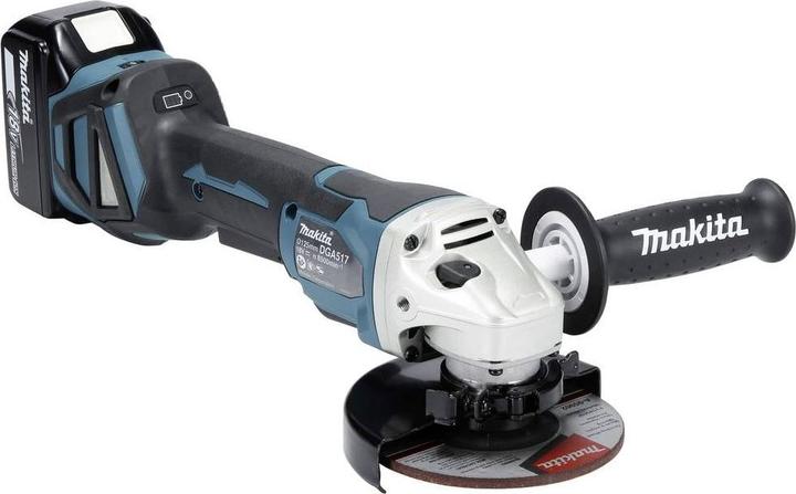 Productafbeelding Makita 18V accu haakse slijper DGA517RTJ (125 mm)