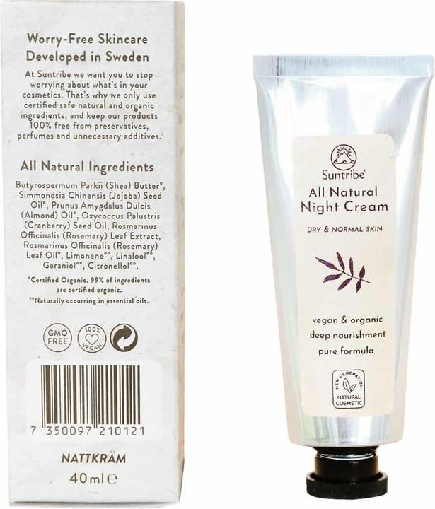 Immagine prodotto Suntribe Bio-Nachtcreme Cranberry & Rosmarin (40 ml, Crema notte, SPF 20)