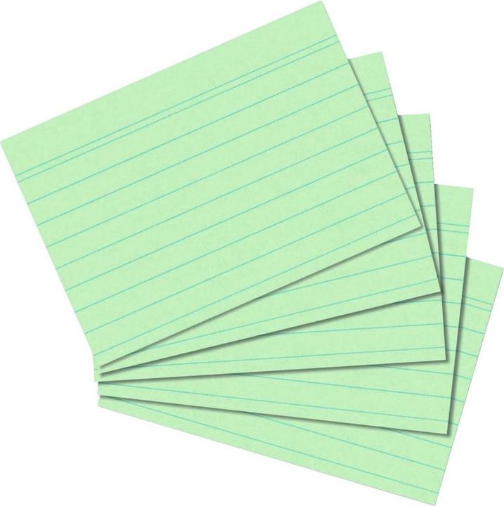 Herlitz Index cards, DIN A7, lined, green made of paper, 170 gsm, wood free, line color: blue, double (A7, 170 g/m², 100 x)