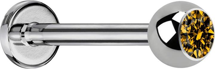 Star Piercing Micro Labret silber mit Kugel und Kristall topaz (ohne Messing, Titan G23)
