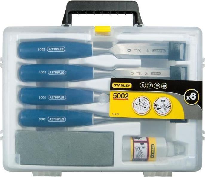 Immagine prodotto Stanley 5002 Set di 4 scalpelli per smussare i bordi e pietra ad olio (25 mm)