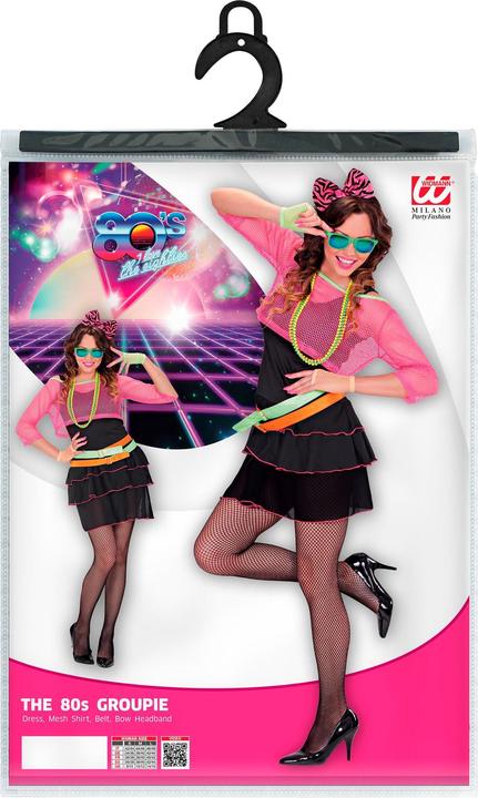 Actual product image Widmann 80s JAHRE GROUPIE GIRL (dress, net top, belt, headband with bow), M (M)