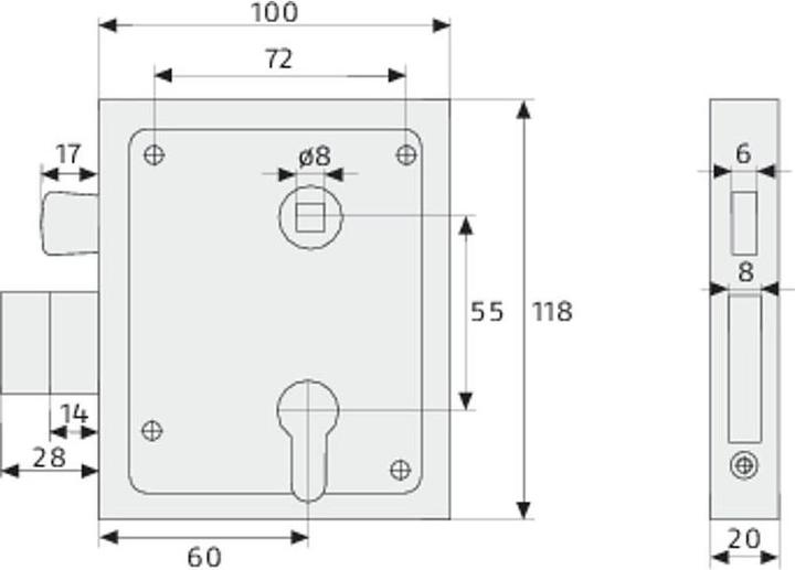 Immagine prodotto Abus Serratura a vite assortiti HF PZ con scrocco di sollevamento, DIN R + L