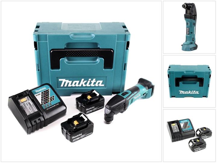 Makita DTM 50 RTJ 18V Li-Ion Akku Multifunktionswerkzeug im Makpac + 2x BL 1850 B 5,0 Ah Akku + 1x D