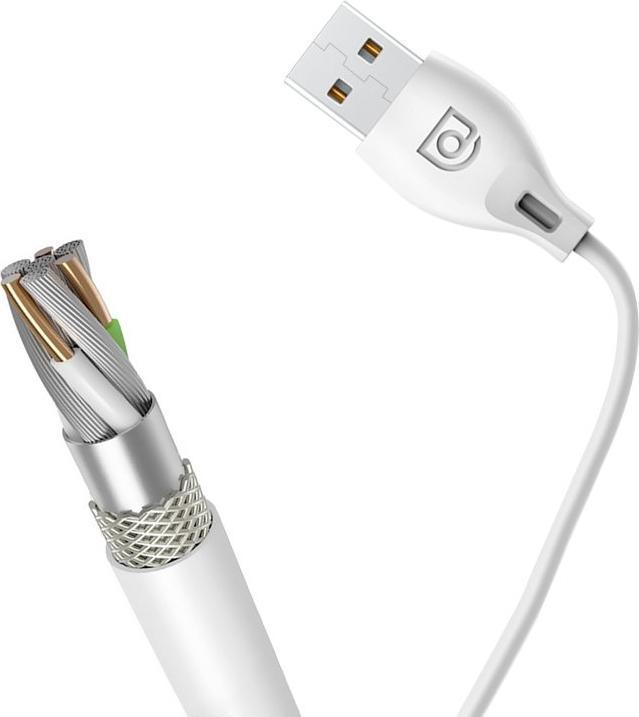 Actual product image Dudao cable USB Type C 2.1A 2m white (L4T 2m white) (2 m, USB 2.0)