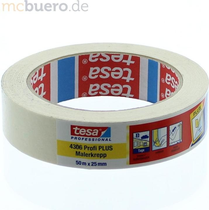 Produktbild tesa Profi PLUS Malerkrepp 50m x 25mm (25 mm)