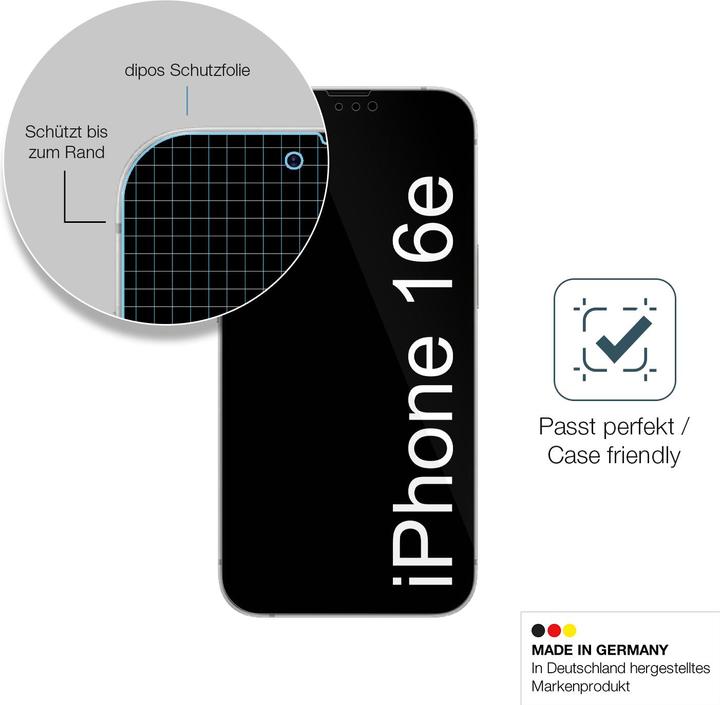 Actual product image Dipos Anti-Shock Screen Protector Clear (1 Piece, Apple iPhone 16e)