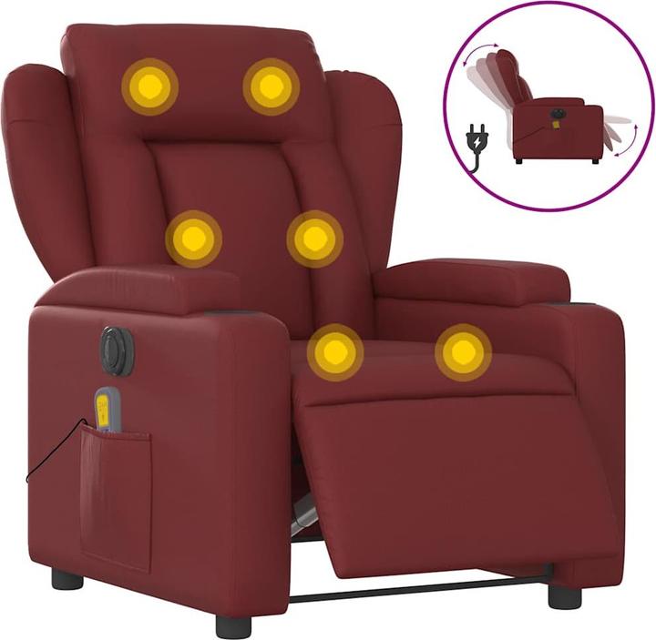 Produktbild VidaXL Massagesessel Weinrot Kunstleder,Farbe: Weinrot,Material