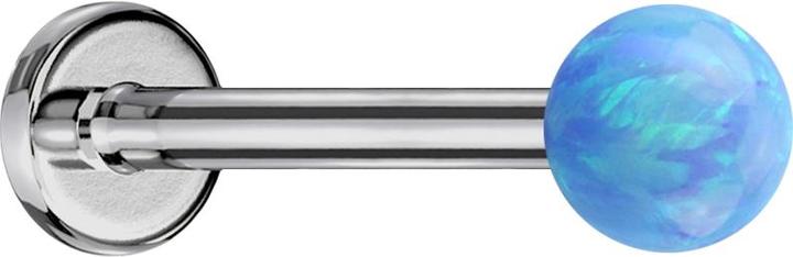 Star Piercing Micro Labret silber mit Kugel Opal hellblau (ohne Messing, Titan G23)