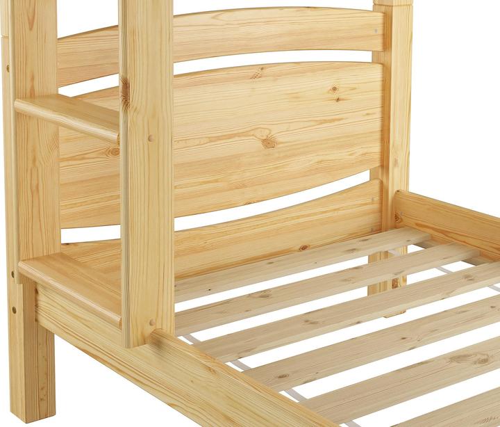 Produktbild Erst-Holz Etagenbett Massivholz Kiefer 90x200cm Stockbett hohes Bett + Rollrost + Matratze 60.13-09 Ni70 M (90 x 200 cm)