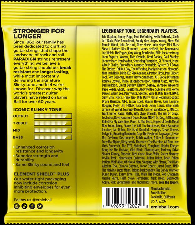 Valeurs nutritives et ingrédients Ernie Ball Slinky Paradigm (6 x, Guitare électrique, 0.05")