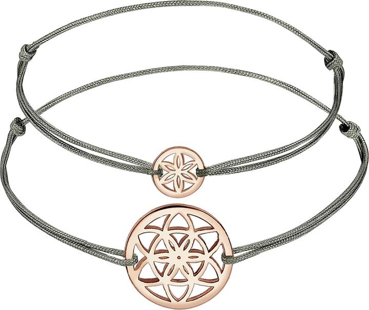 Elli Armband Lebensblume Mutter Kind Set Nylon 925 Silber (16 cm, Nylon, 925 Sterling Silber Rosegold, No stone)